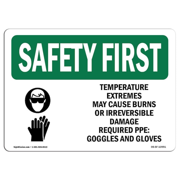 OSHA, 18" Height, Rigid Plastic, 24" x 18", Landscape, Temperature Extremes May Cause With Symbol